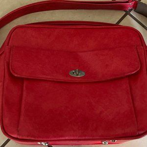 Red leather samsonite handbag